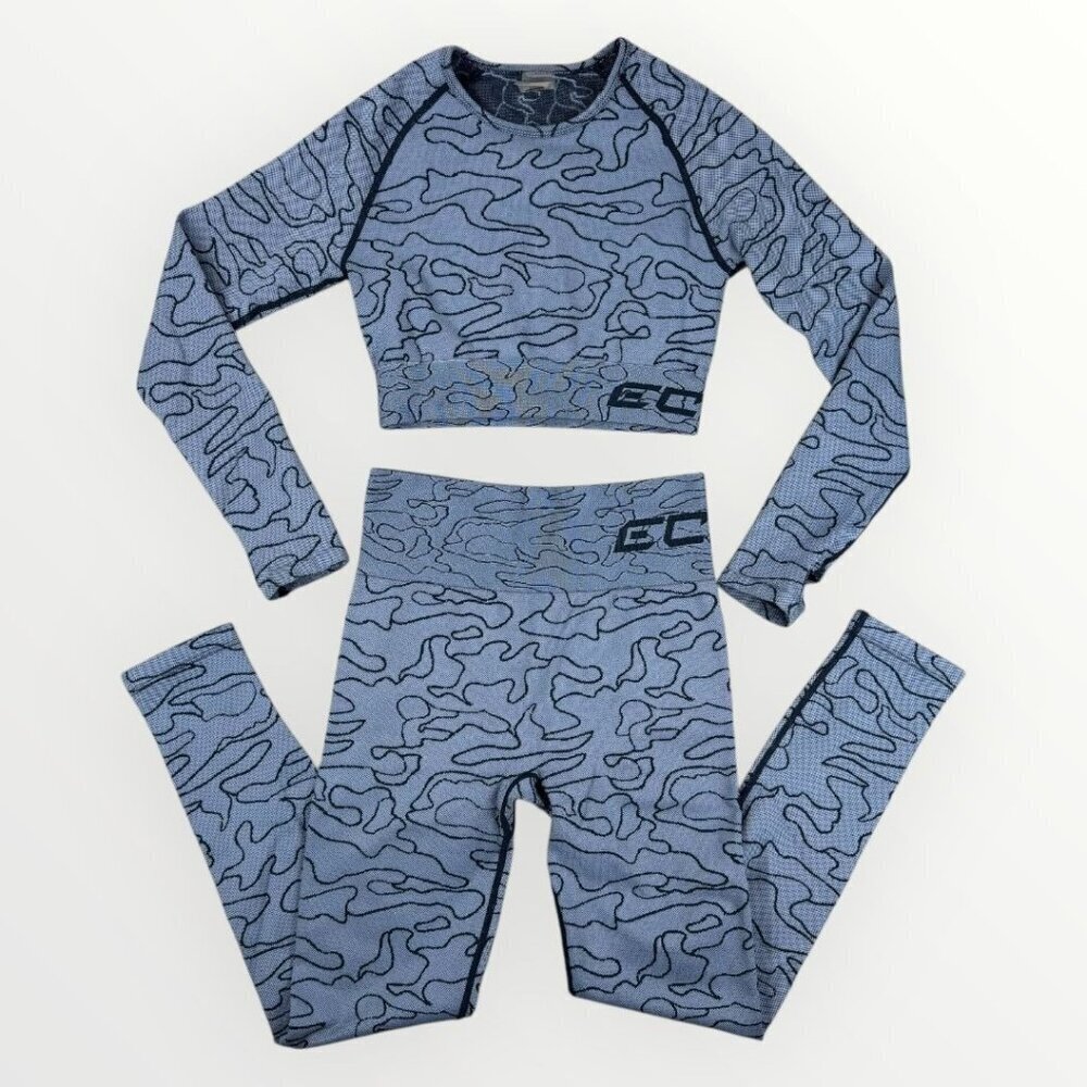 ECHT Apparel Arise Camo Set Womens Sz M Athletic High Waist Leggings & Crop Top